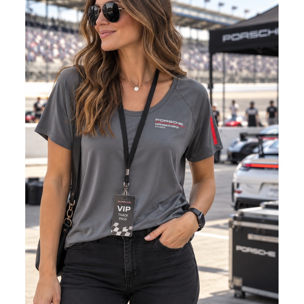 Porsche Experience Center Atlanta Women's Performance T-Shirt Gray Medium